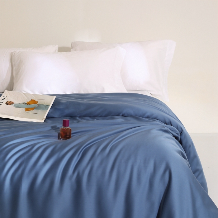 91家纺网 家纺一手货源 找家纺 （总）（总）2025新款60s兰精天丝被套单品高档简约纯色纯色双拼被套枕套床单单品