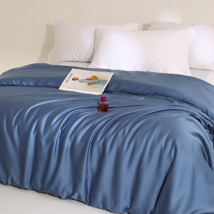 91家纺网 家纺一手货源 找家纺 （总）（总）2025新款60s兰精天丝被套单品高档简约纯色纯色双拼被套枕套床单单品