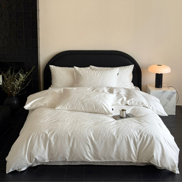 91家纺网 家纺一手货源 找家纺 （总）2025新款秋冬款100S长绒棉提花系列四件套-月光拿铁 （标准会员-20元）