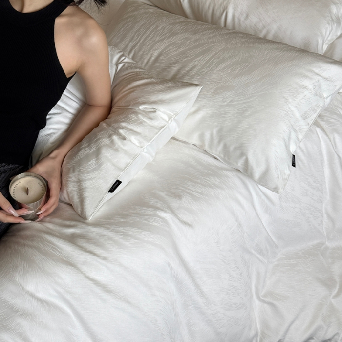 91家纺网 家纺一手货源 找家纺 （总）2025新款秋冬款100S长绒棉提花系列四件套-月光拿铁 （标准会员-20元）