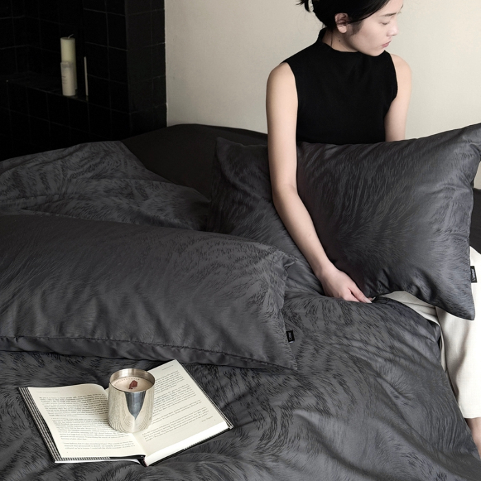 91家纺网 家纺一手货源 找家纺 2025新款秋冬款100S长绒棉提花系列四件套-月光拿铁 （标准会员-20元） 深灰