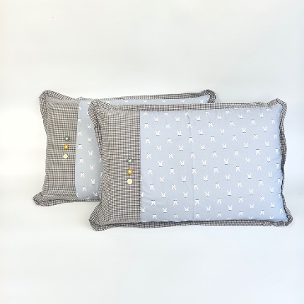 91家纺网 家纺一手货源 找家纺 （总）呦呦南宋 2026多层结构拉链款A类纯棉三花枕套48✖74cm超声波夹层填棉拼接撞色一对装全棉水洗棉单品枕头套