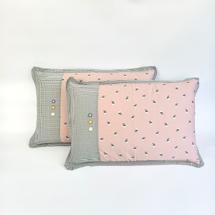 91家纺网 家纺一手货源 找家纺 （总）呦呦南宋 2026多层结构拉链款A类纯棉三花枕套48✖74cm超声波夹层填棉拼接撞色一对装全棉水洗棉单品枕头套