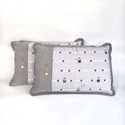 91家纺网 家纺一手货源 找家纺 （总）呦呦南宋 2026多层结构拉链款A类纯棉三花枕套48✖74cm超声波夹层填棉拼接撞色一对装全棉水洗棉单品枕头套