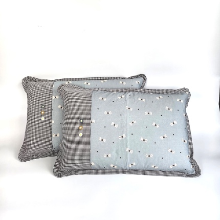 91家纺网 家纺一手货源 找家纺 （总）呦呦南宋 2026多层结构拉链款A类纯棉三花枕套48✖74cm超声波夹层填棉拼接撞色一对装全棉水洗棉单品枕头套