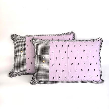 91家纺网 家纺一手货源 找家纺 （总）呦呦南宋 2026多层结构拉链款A类纯棉三花枕套48✖74cm超声波夹层填棉拼接撞色一对装全棉水洗棉单品枕头套