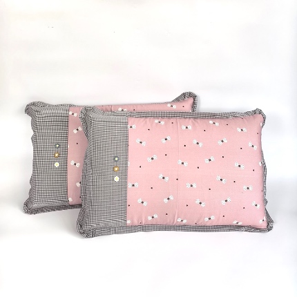 91家纺网 家纺一手货源 找家纺 （总）呦呦南宋 2026多层结构拉链款A类纯棉三花枕套48✖74cm超声波夹层填棉拼接撞色一对装全棉水洗棉单品枕头套