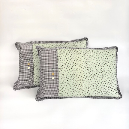 91家纺网 家纺一手货源 找家纺 （总）呦呦南宋 2026多层结构拉链款A类纯棉三花枕套48✖74cm超声波夹层填棉拼接撞色一对装全棉水洗棉单品枕头套