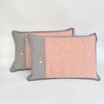 91家纺网 家纺一手货源 找家纺 （总）呦呦南宋 2026多层结构拉链款A类纯棉三花枕套48✖74cm超声波夹层填棉拼接撞色一对装全棉水洗棉单品枕头套