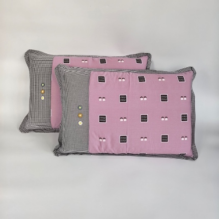 91家纺网 家纺一手货源 找家纺 （总）呦呦南宋 2026多层结构拉链款A类纯棉三花枕套48✖74cm超声波夹层填棉拼接撞色一对装全棉水洗棉单品枕头套