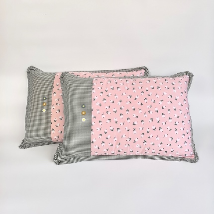 91家纺网 家纺一手货源 找家纺 （总）呦呦南宋 2026多层结构拉链款A类纯棉三花枕套48✖74cm超声波夹层填棉拼接撞色一对装全棉水洗棉单品枕头套