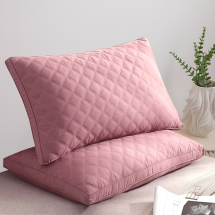 兴丝露枕芯 亲肤绗缝三线格枕芯 羽丝枕 中高枕头