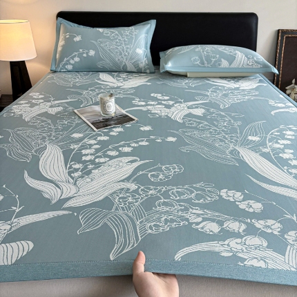 91家纺网 家纺一手货源 找家纺 （总）新方向 2025新款 专版花型 A类PE提花凉席-蕙质兰心