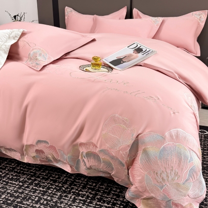 91家纺网 家纺一手货源 找家纺 （总）2025新款亲肤棉轻奢刺绣套件-梦里花开