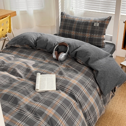 91家纺网 家纺一手货源 找家纺 （总）（总）2025新款色织全棉100％棉学生三件套宿舍寝室上下铺六件套大礼包组合套装