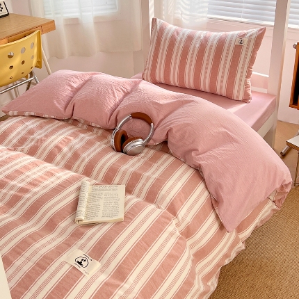 91家纺网 家纺一手货源 找家纺 （总）（总）2025新款色织全棉100％棉学生三件套宿舍寝室上下铺六件套大礼包组合套装