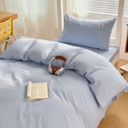 91家纺网 家纺一手货源 找家纺 （总）（总）2025新款色织全棉100％棉学生三件套宿舍寝室上下铺六件套大礼包组合套装