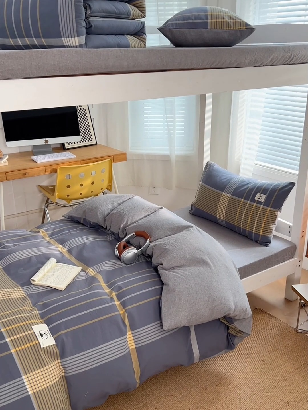 91家纺网 家纺一手货源 找家纺 （总）（总）2025新款色织全棉100％棉学生三件套宿舍寝室上下铺六件套大礼包组合套装