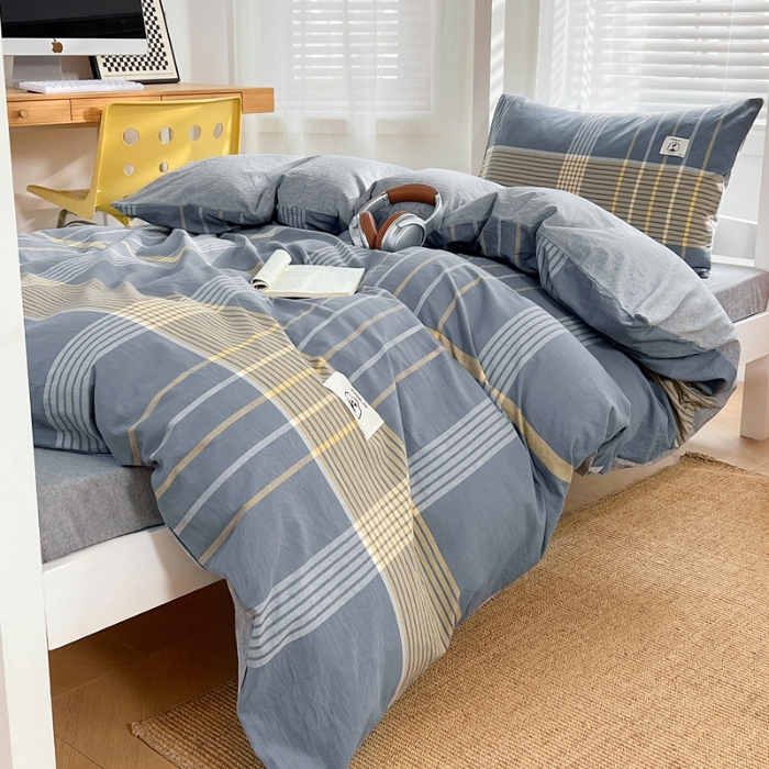 91家纺网 家纺一手货源 找家纺 （总）（总）2025新款色织全棉100％棉学生三件套宿舍寝室上下铺六件套大礼包组合套装