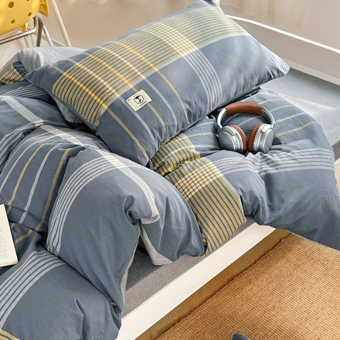 91家纺网 家纺一手货源 找家纺 （总）（总）2025新款色织全棉100％棉学生三件套宿舍寝室上下铺六件套大礼包组合套装