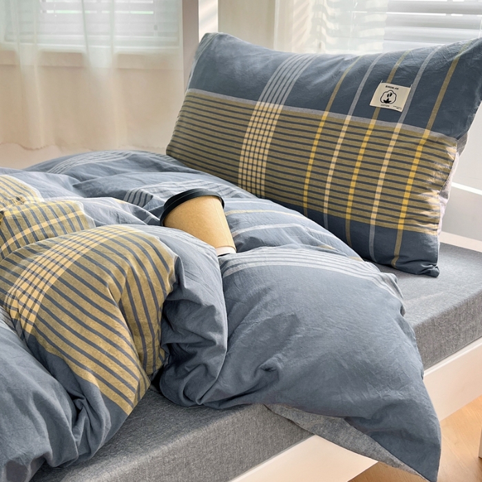 91家纺网 家纺一手货源 找家纺 （总）（总）2025新款色织全棉100％棉学生三件套宿舍寝室上下铺六件套大礼包组合套装