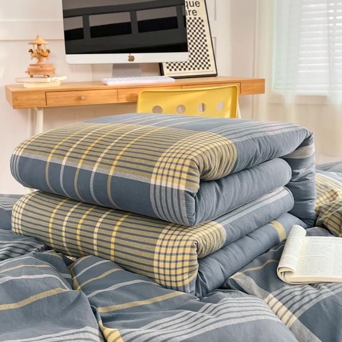 91家纺网 家纺一手货源 找家纺 （总）（总）2025新款色织全棉100％棉学生三件套宿舍寝室上下铺六件套大礼包组合套装