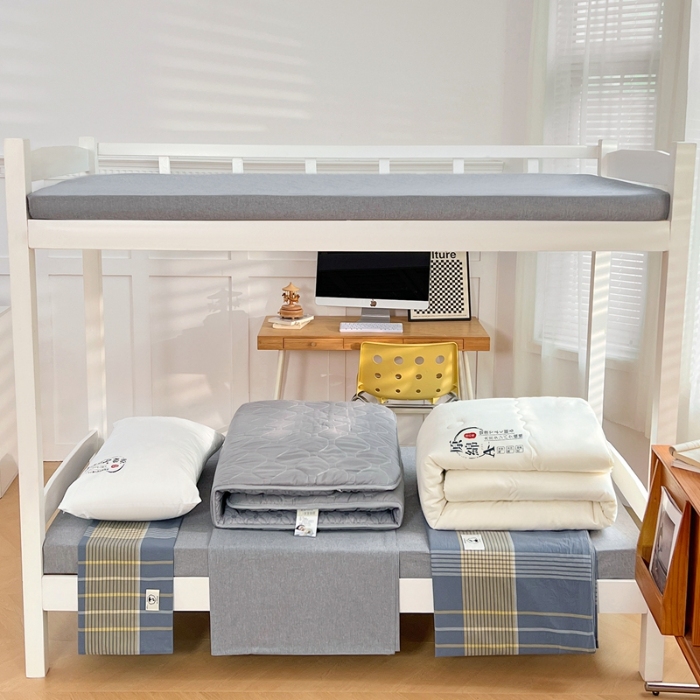 91家纺网 家纺一手货源 找家纺 （总）（总）2025新款色织全棉100％棉学生三件套宿舍寝室上下铺六件套大礼包组合套装