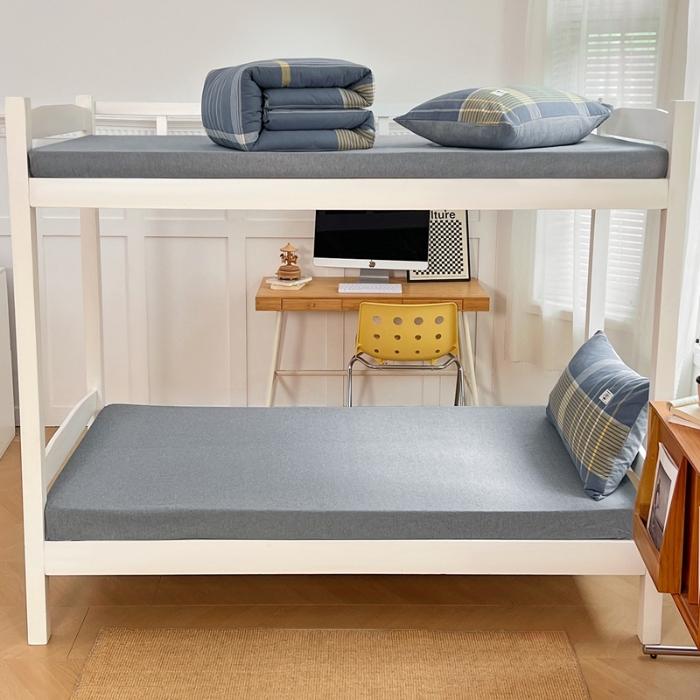 91家纺网 家纺一手货源 找家纺 （总）（总）2025新款色织全棉100％棉学生三件套宿舍寝室上下铺六件套大礼包组合套装