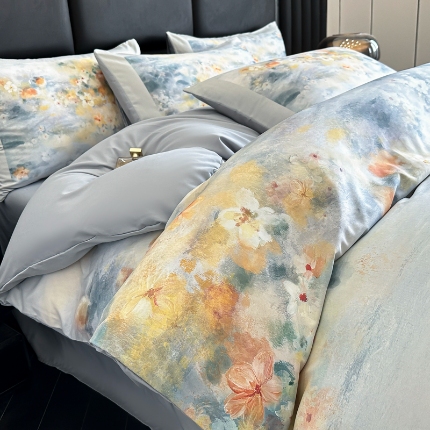 （总）2025新款 专版花型 A类 云朵亲肤棉数码印花四件套-倾城