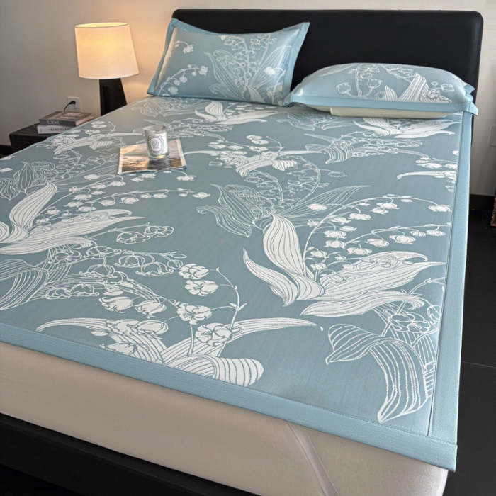 91家纺网 家纺一手货源 找家纺 （总）新方向 2025新款 专版花型 A类PE提花凉席-蕙质兰心