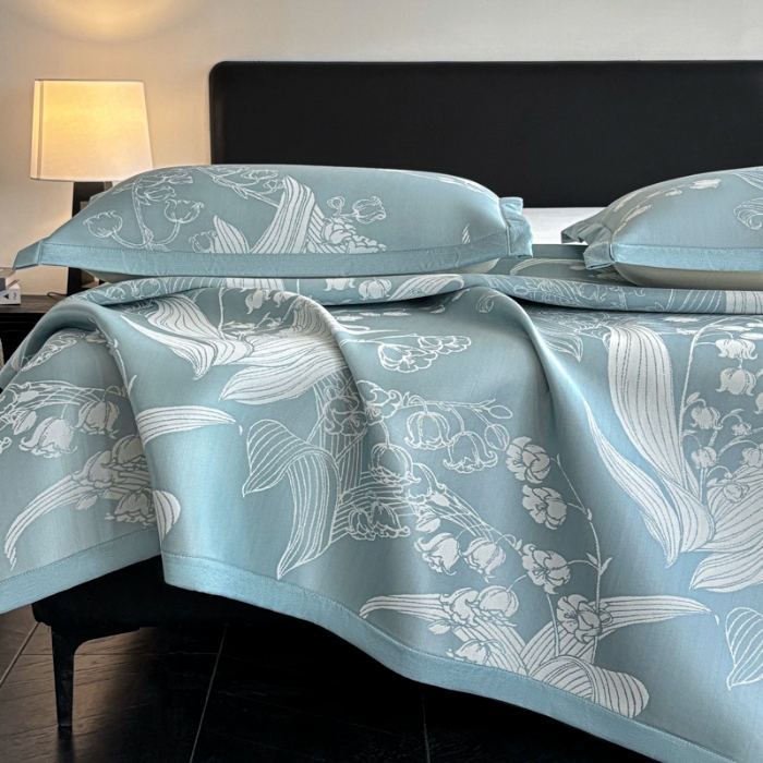 91家纺网 家纺一手货源 找家纺 （总）新方向 2025新款 专版花型 A类PE提花凉席-蕙质兰心