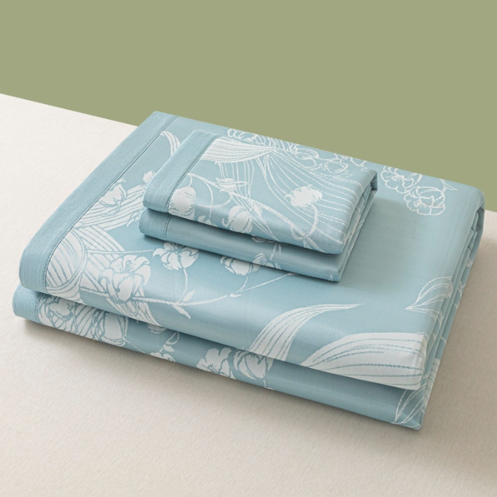 91家纺网 家纺一手货源 找家纺 （总）新方向 2025新款 专版花型 A类PE提花凉席-蕙质兰心