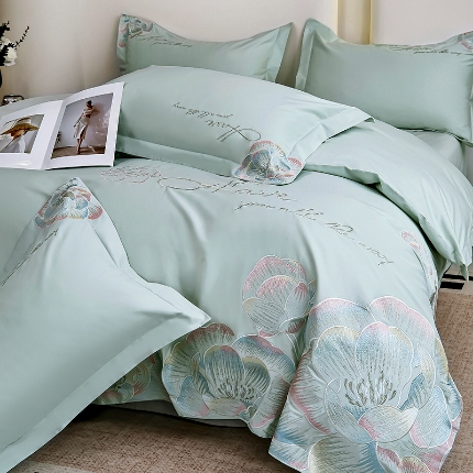 91家纺网 家纺一手货源 找家纺 （总）2025新款亲肤棉轻奢刺绣套件-花间梦