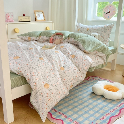 91家纺网 家纺一手货源 找家纺 （总）（总）2025新款13070全棉100％棉学生三件套小清新宿舍六件套大礼包寝室组合套装