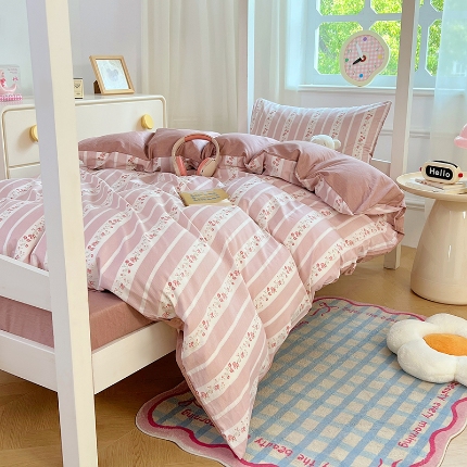 91家纺网 家纺一手货源 找家纺 （总）（总）2025新款13070全棉100％棉学生三件套小清新宿舍六件套大礼包寝室组合套装