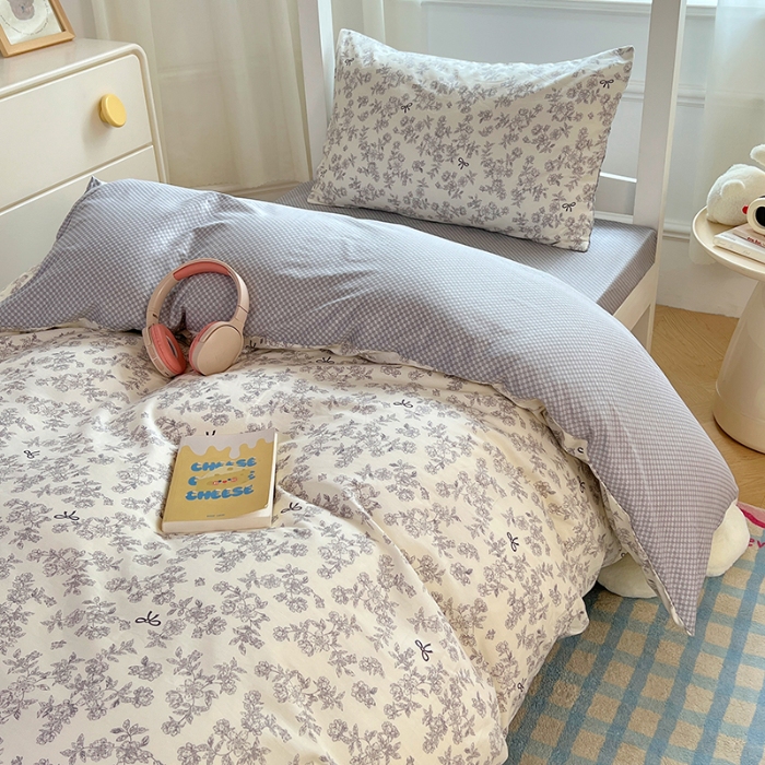 91家纺网 家纺一手货源 找家纺 （总）（总）2025新款13070全棉100％棉学生三件套小清新宿舍六件套大礼包寝室组合套装