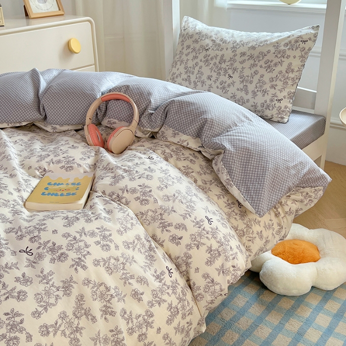 91家纺网 家纺一手货源 找家纺 （总）（总）2025新款13070全棉100％棉学生三件套小清新宿舍六件套大礼包寝室组合套装