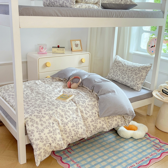 91家纺网 家纺一手货源 找家纺 （总）（总）2025新款13070全棉100％棉学生三件套小清新宿舍六件套大礼包寝室组合套装