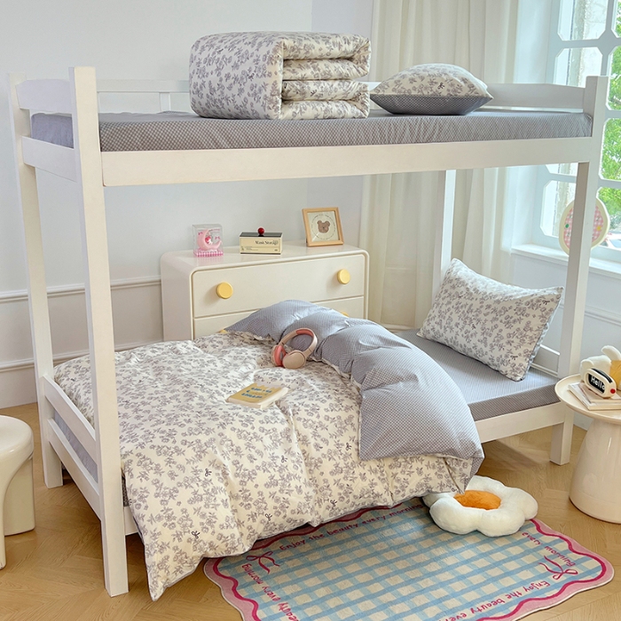 91家纺网 家纺一手货源 找家纺 （总）（总）2025新款13070全棉100％棉学生三件套小清新宿舍六件套大礼包寝室组合套装