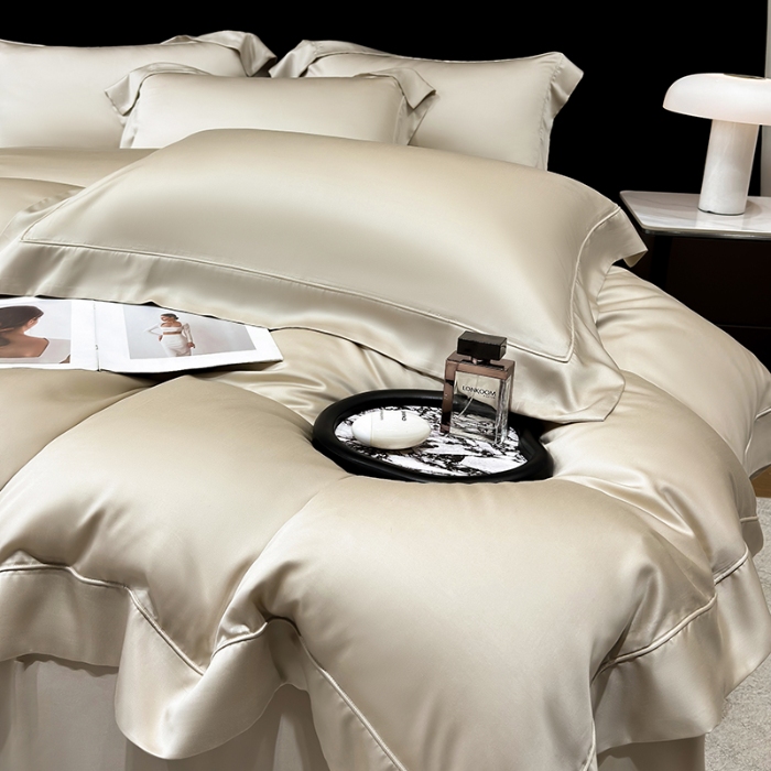 91家纺网 家纺一手货源 找家纺 （总）【兰精公司授权】星蕴家纺 2025新款奥地利兰精天丝莱赛尔纯色埋绳款四件套-莱恩