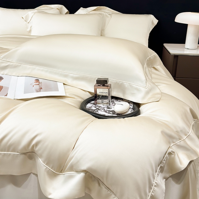 91家纺网 家纺一手货源 找家纺 （总）【兰精公司授权】星蕴家纺 2025新款奥地利兰精天丝莱赛尔纯色埋绳款四件套-莱恩