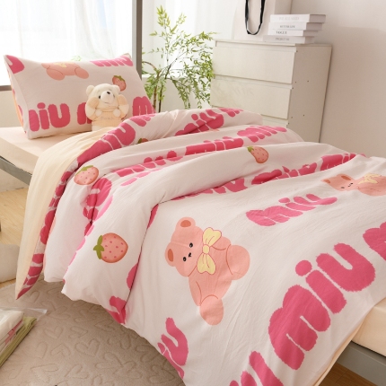 91家纺网 家纺一手货源 找家纺 （总）2025新款卡通风水洗棉学生三件套宿舍寝室上下铺六件套大礼包床褥被芯枕芯组合套装