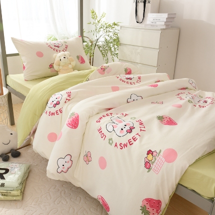 91家纺网 家纺一手货源 找家纺 （总）2025新款卡通风水洗棉学生三件套宿舍寝室上下铺六件套大礼包床褥被芯枕芯组合套装