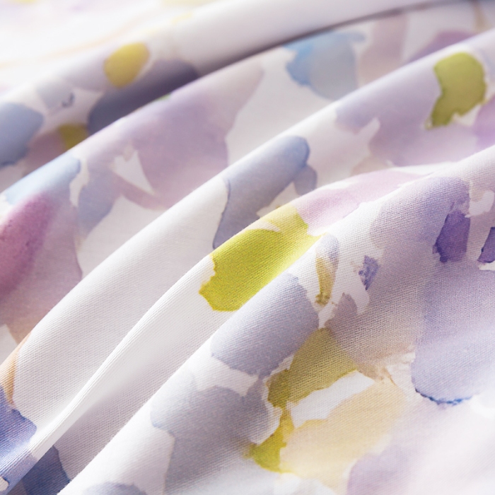 91家纺网 家纺一手货源 找家纺 （总）纯色雨家纺 2025新款全棉斜纹纯棉四件套数码印花中高端套件-紫堇生花