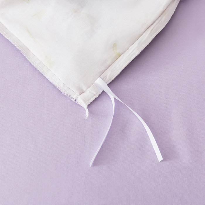 91家纺网 家纺一手货源 找家纺 （总）纯色雨家纺 2025新款全棉斜纹纯棉四件套数码印花中高端套件-紫堇生花