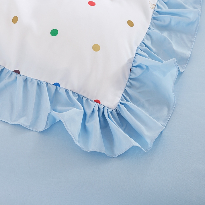 91家纺网 家纺一手货源 找家纺 （总）纯色雨家纺 2025新款花边卡通四件套数码印花中高端三件套-彩色派对