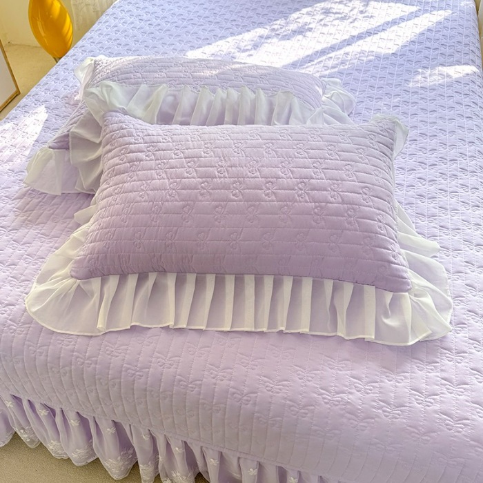 91家纺网 家纺一手货源 找家纺 苏米娜家纺2025春夏新品韩版甜美公主风超柔水洗棉床盖四件套刺绣针织棉双层纱纯棉棉麻全棉少女心夹棉床裙款夏被款床盖四件套 幻蝶-梦幻紫 