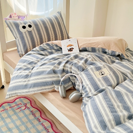 91家纺网 家纺一手货源 找家纺 （总）2025新款眼睛毛巾绣色织全棉100％棉学生三件套宿舍上下铺六件套大礼包组合套装