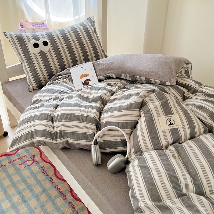 91家纺网 家纺一手货源 找家纺 （总）2025新款眼睛毛巾绣色织全棉100％棉学生三件套宿舍上下铺六件套大礼包组合套装