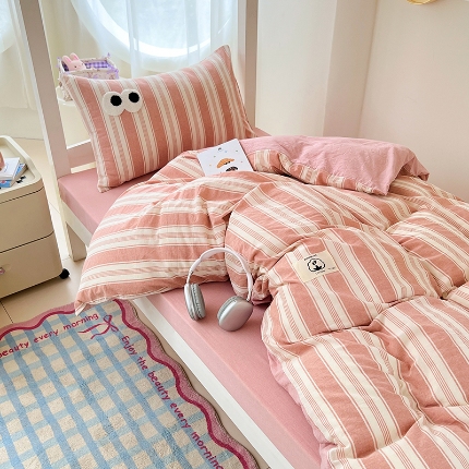 91家纺网 家纺一手货源 找家纺 （总）2025新款眼睛毛巾绣色织全棉100％棉学生三件套宿舍上下铺六件套大礼包组合套装